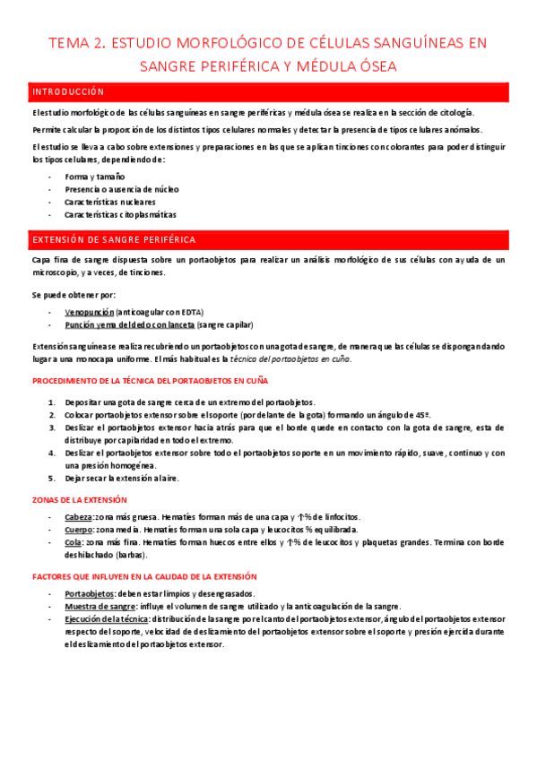 Miniatura del documento TEMA 2. ESTUDIO MORFOLÓGICO DE CÉLULAS SANGUÍNEAS.pdf
