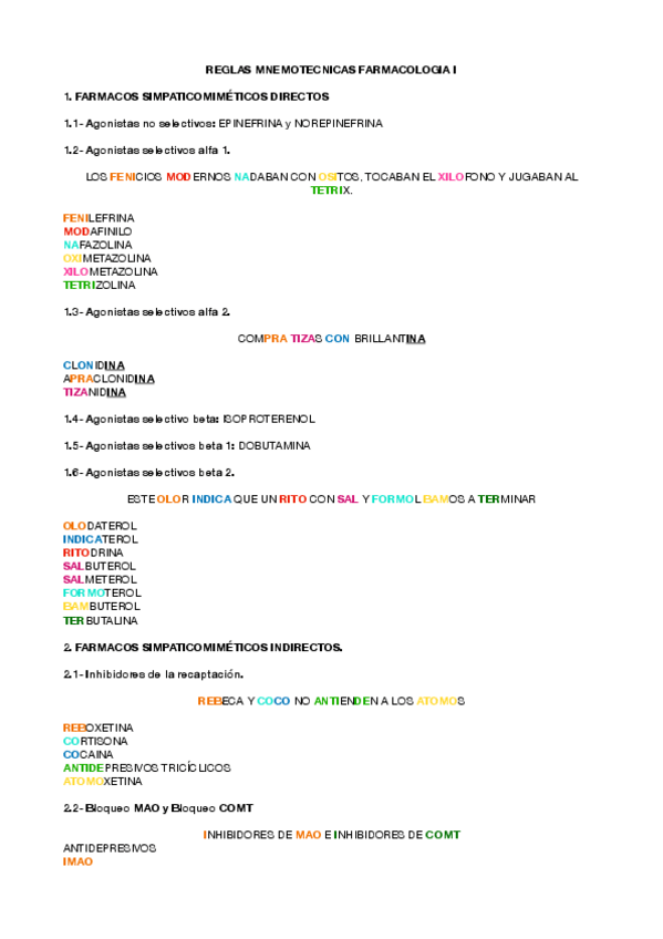 Miniatura del documento REGLAS MNEMOTECNICAS simpaticomiméticos