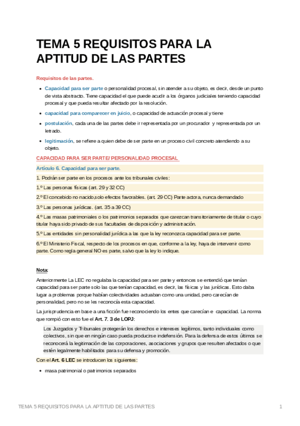 Miniatura del documento TEMA 5 REQUISITOS  APTITUD PARTES