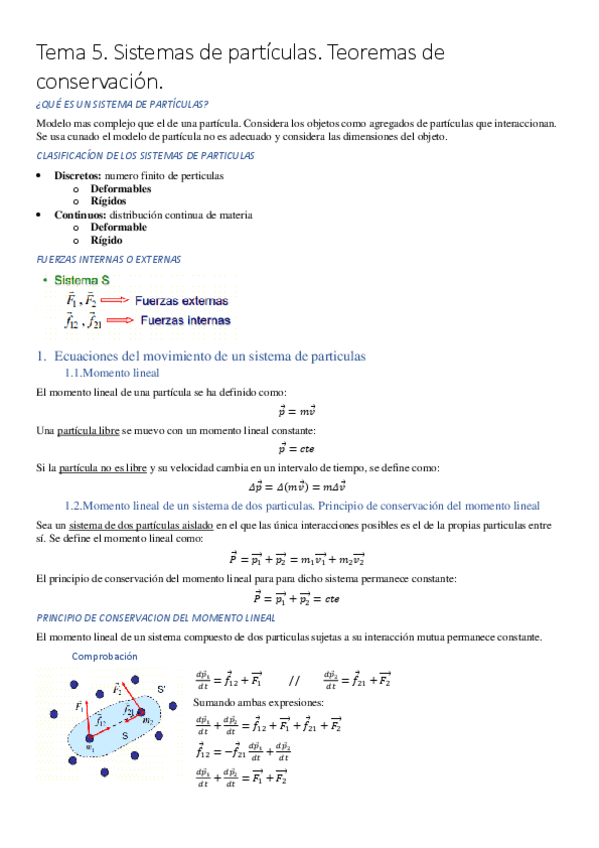 Miniatura del documento Tema 5. Sistemas de particulas. Teoremas de conservación.pdf