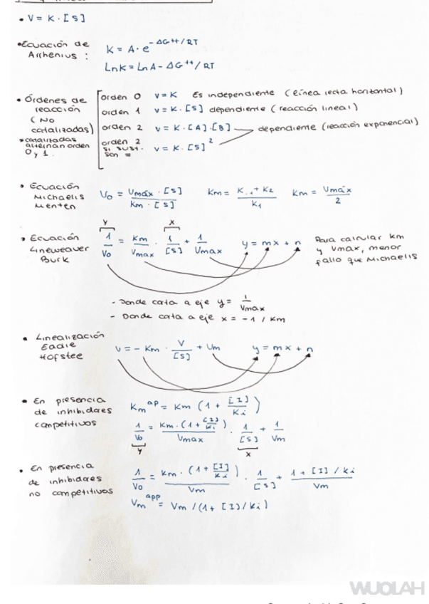 Miniatura del documento Formulario enzimología (1er examen).pdf