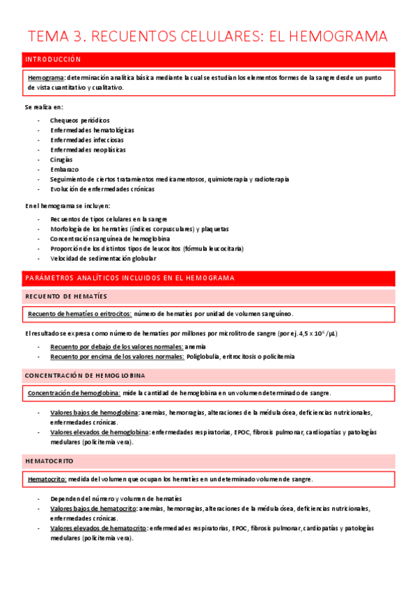 Miniatura del documento TEMA 3. RECUENTOS CELULARES. HEMOGRAMA.pdf