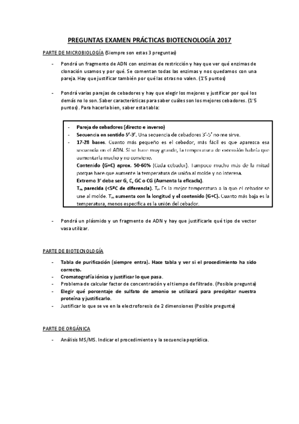 Miniatura del documento PREGUNTAS EXAMEN PRÁCTICAS BIOTECNOLOGÍA 2017.pdf