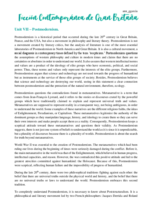 Miniatura del documento Unit-VII-Postmodernism.pdf