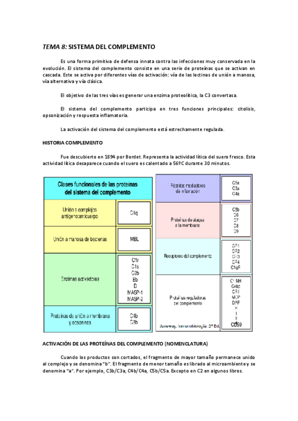 Miniatura del documento TEMA 8 SISTEMA DEL COMPLEMENTO.pdf