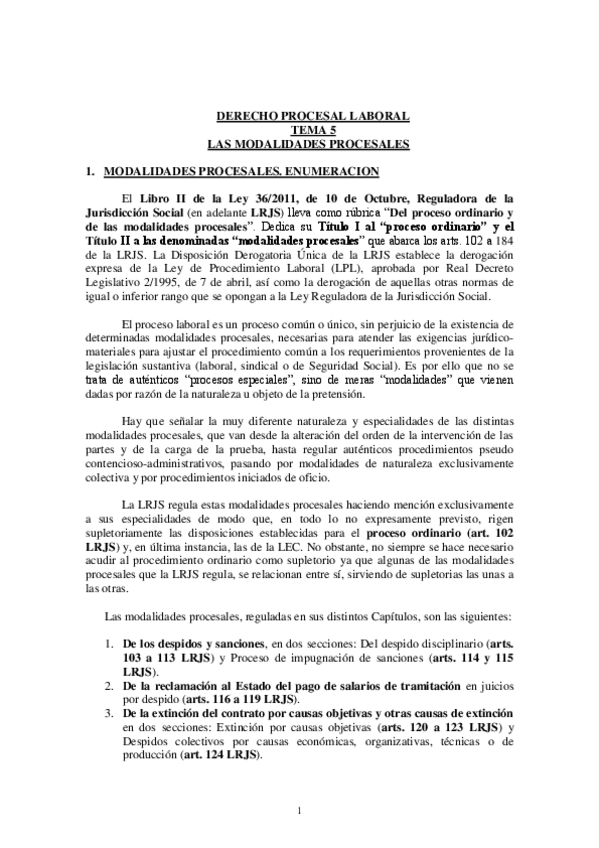Miniatura del documento Dcho. Proc. Laboral Tema 5 (1ª Parte) RRLL.pdf