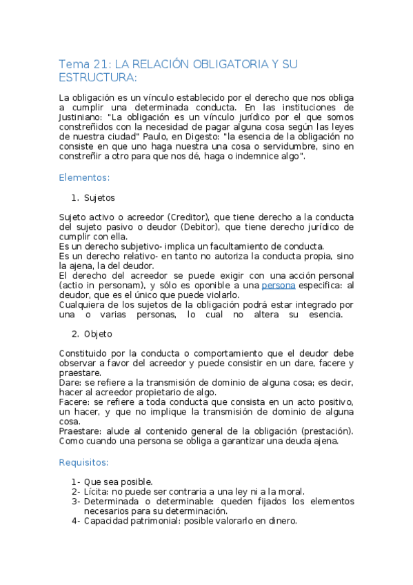 Miniatura del documento Tema 21- La relación obligatoria y su estructura.docx