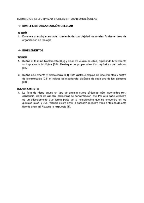 Miniatura del documento EJERCICIOS-SEELECTIVIDAD-BIOELEMENTOS-Y-BIOMOLECULAS.pdf