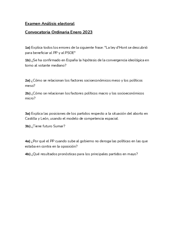 Miniatura del documento TARDES. Examen Analisis Electoral - Convocatoria Ordinaria Enero 2023.pdf