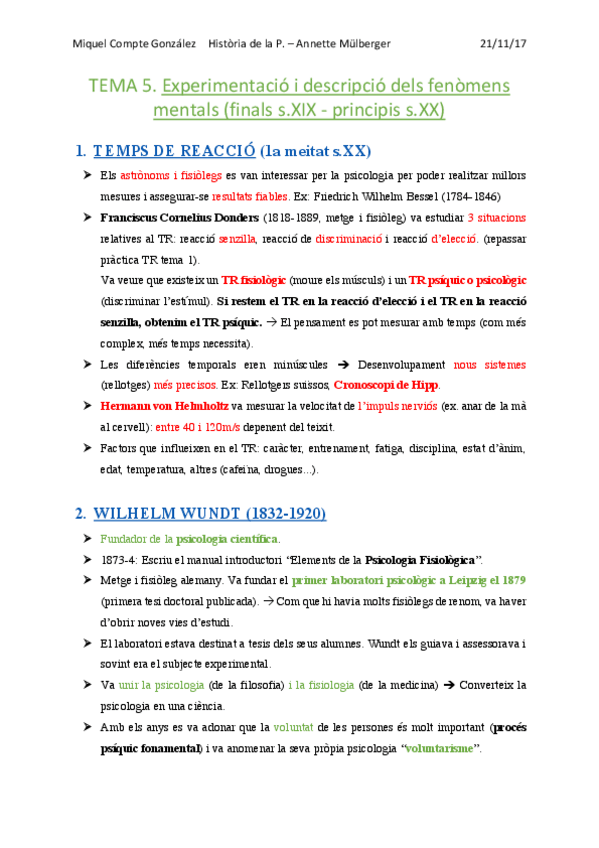 Miniatura del documento TEMA 5. Experimentació i descripció dels fenòmens mentals (finals s.XVIII- principis s.XX) + LECTURA 6. Wundt.pdf