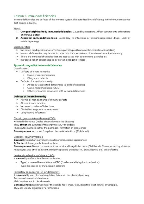 Miniatura del documento Lesson-7.-Immunodeficiencies.pdf