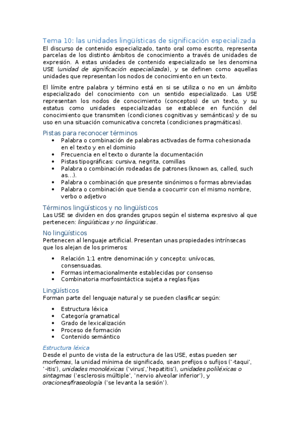 Miniatura del documento Tema 10. Las unidades lingüísticas de significación especializada.docx