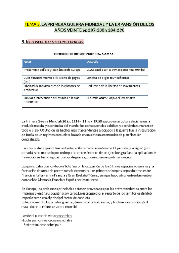 Miniatura del documento Tema 5_ La Primera Guerra Mundial y la expansión de los años veinte.pdf
