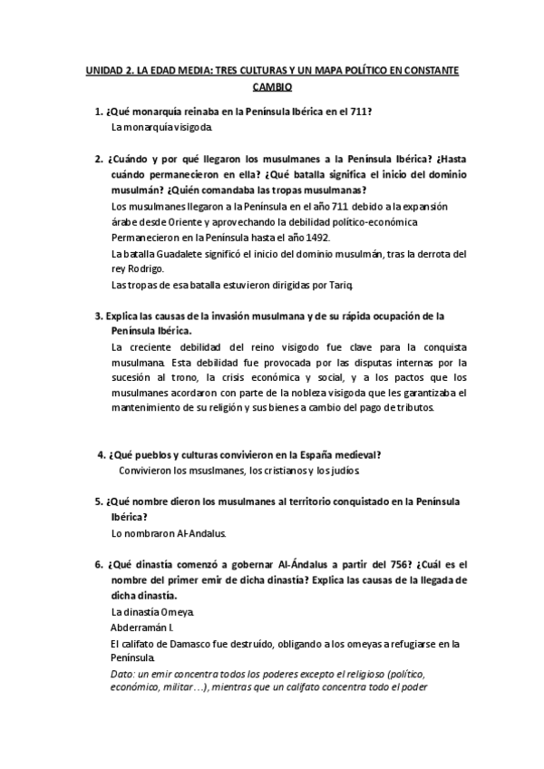 Miniatura del documento Act Unidad 2. La Edad Media. Tres culturas y un mapa politico en constante cambio.pdf