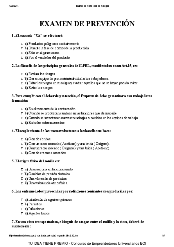 Miniatura del documento wuolah-Examen de Prevención de Riesgos CON SOLUCION.pdf