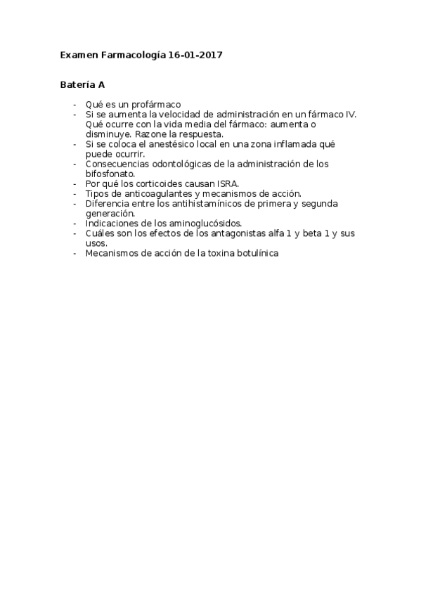 Miniatura del documento Examen Farmacología Odontología 2017 (A).docx