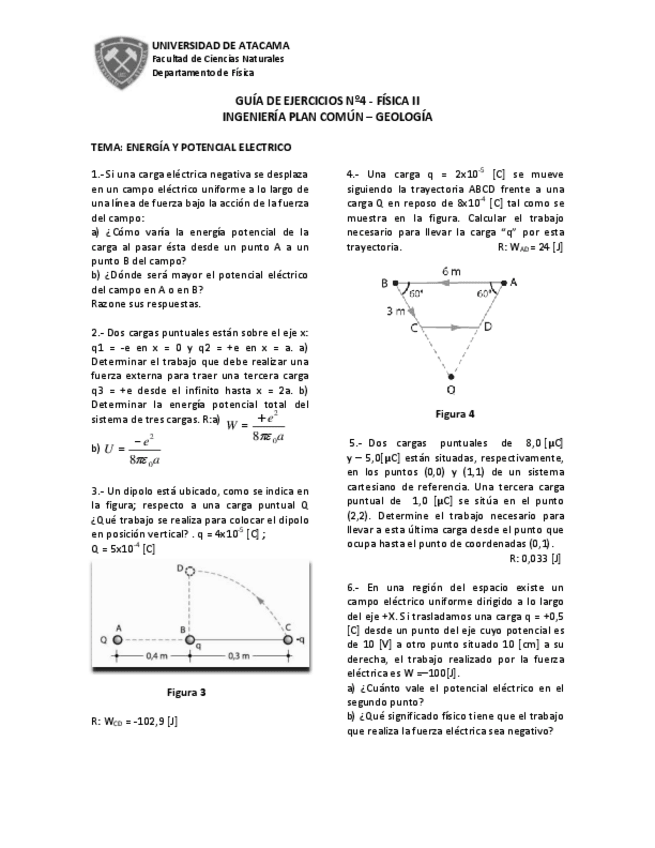Miniatura del documento Guía Energía y Potencial Eléctrico - 33 ejercicios propuestos.pdf