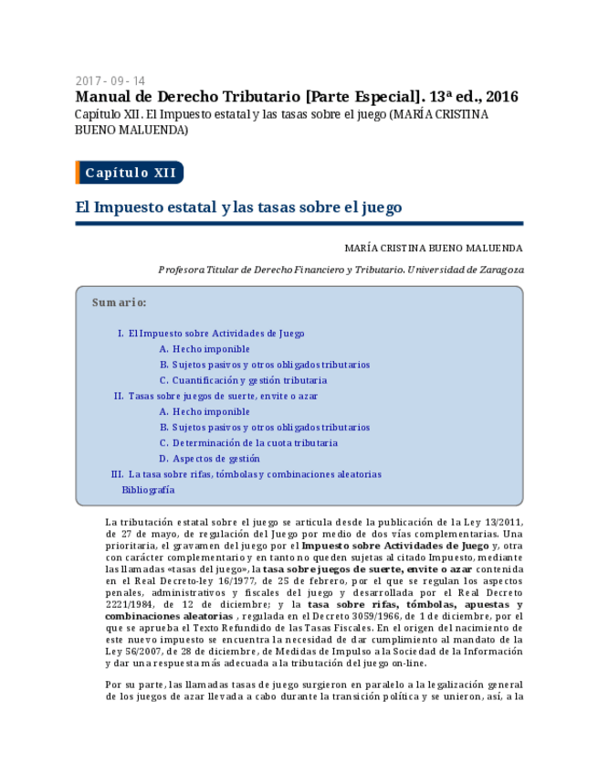Miniatura del documento Tema 12 Impuesto estatal y las tasas sobre el juego.PDF