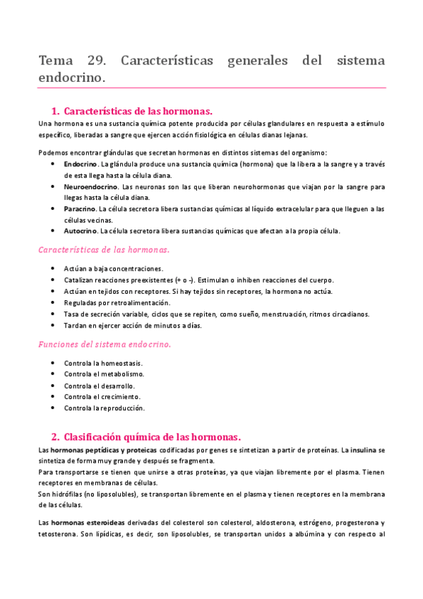 Miniatura del documento TEMA 29. SISTEMA ENDOCRINO. CARACTERÍSTICAS GENERALES DEL SISTEMA ENDOCRINO.pdf