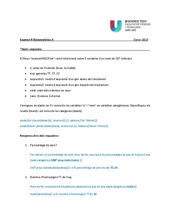 Miniatura del documento Examen R  Bioestadística Gener 2019 Resolt amb Explicacions.pdf