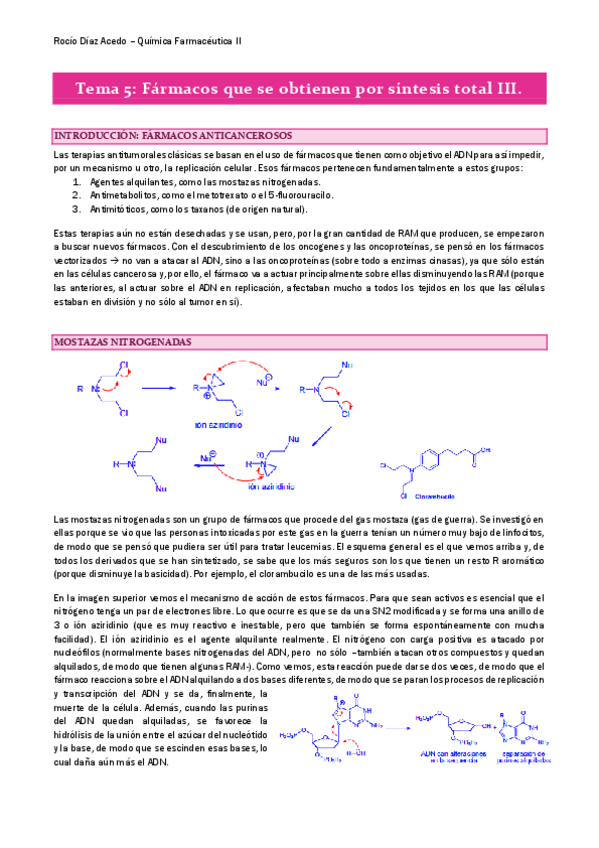 Miniatura del documento Tema 5 - Fármacos que se obtienen mediante síntesis total III.pdf