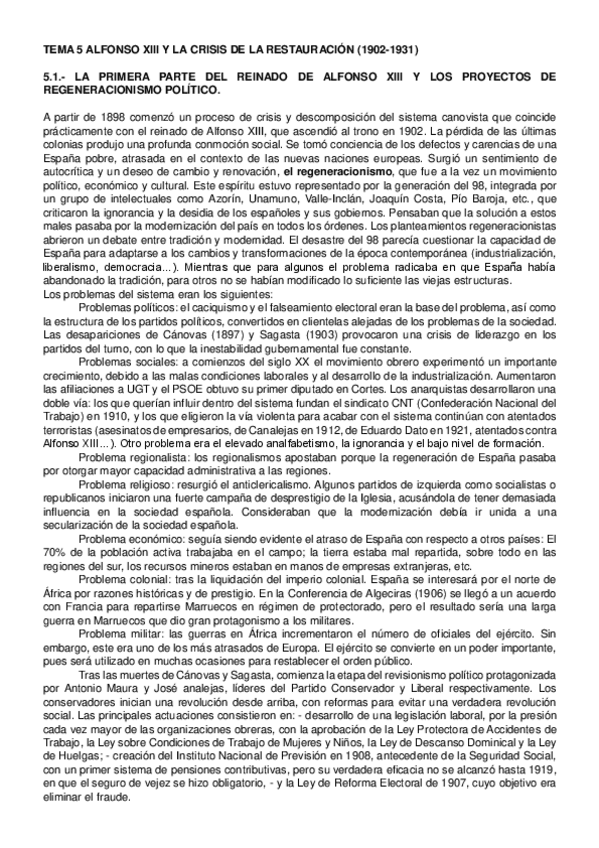 Miniatura del documento Tema-5.-Alfonso-XIII-y-la-crisis-de-la-Restauracion-1902-1931.pdf