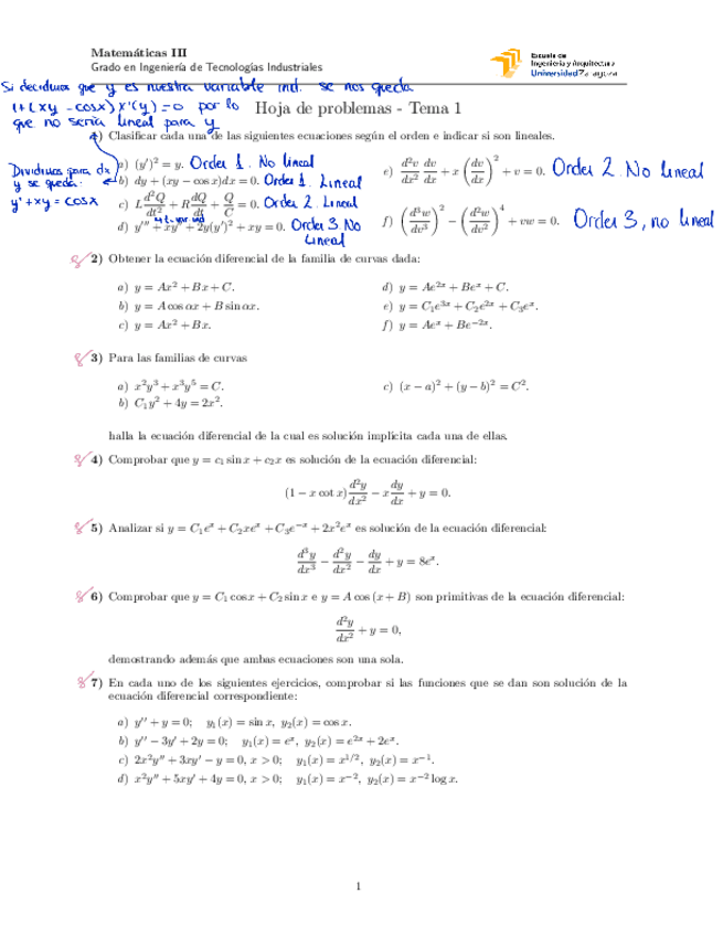 Miniatura del documento PROBLEMAS TEMA 1 INTRODUCCIÓN A LAS ECUACIONES DIFERENCIALES.pdf
