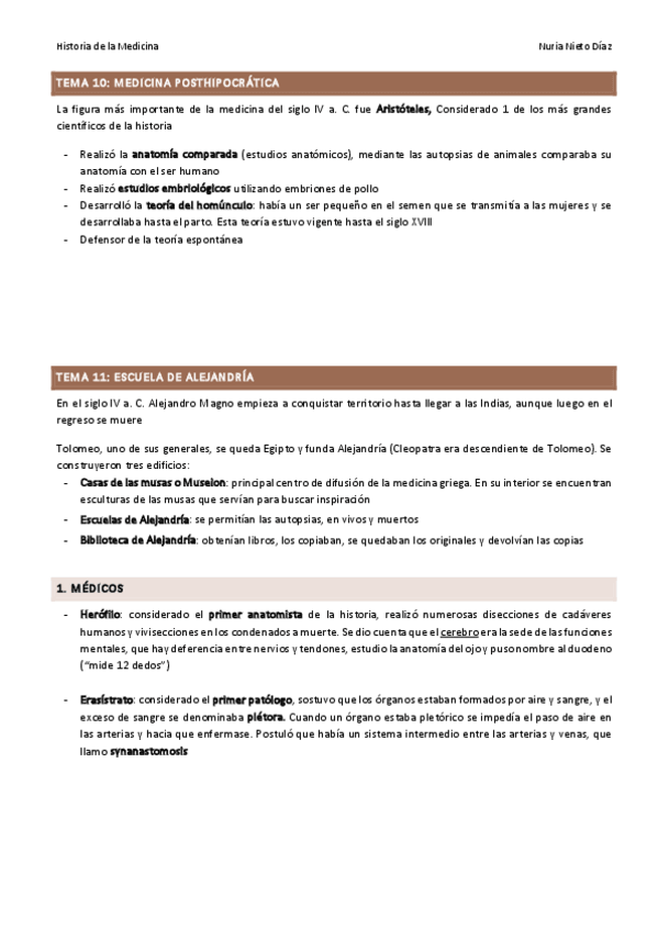 Miniatura del documento TEMA 10 y 11 - Medicina posthipocrática y Escuela de Alejandría.pdf