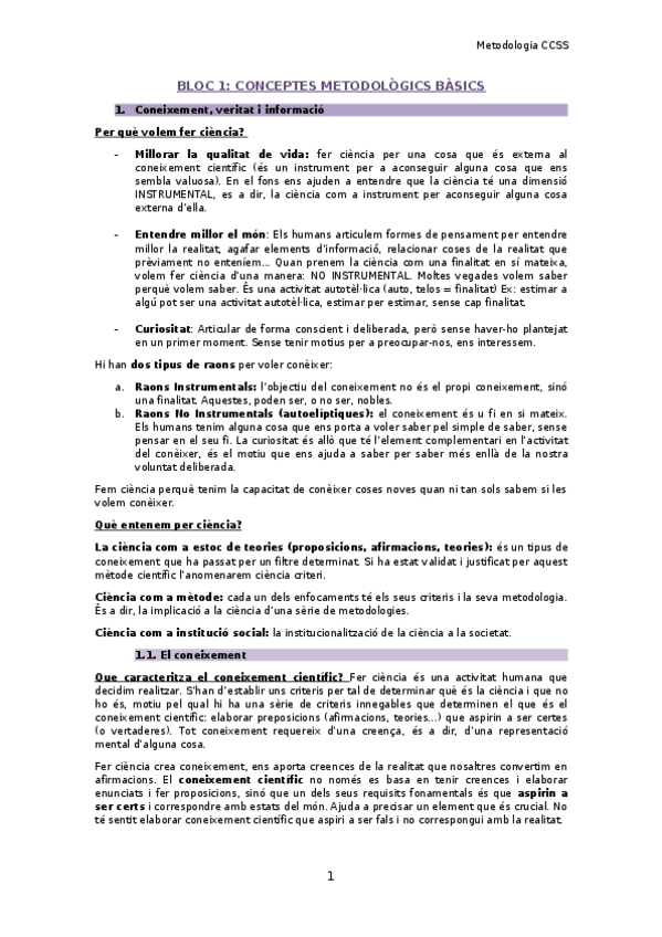 Miniatura del documento Bloc 1 - Conceptes Metodològics Bàsics: Coneixement, Veritat, Informativitat i Objectivitat.docx