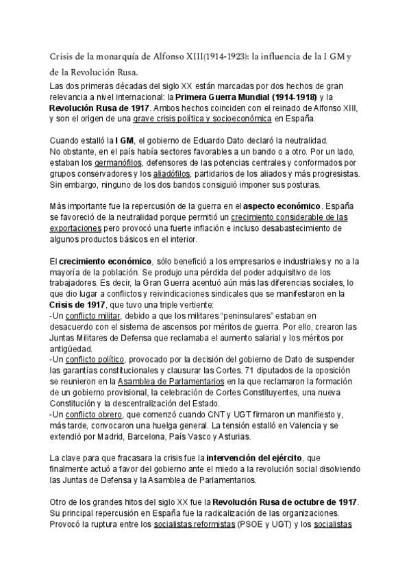 Miniatura del documento Crisis-de-la-monarquia-de-Alfonso-XIII1914-1923-la-influencia-de-la-I-GM-y-de-la-Revolucion-Rusa..pdf