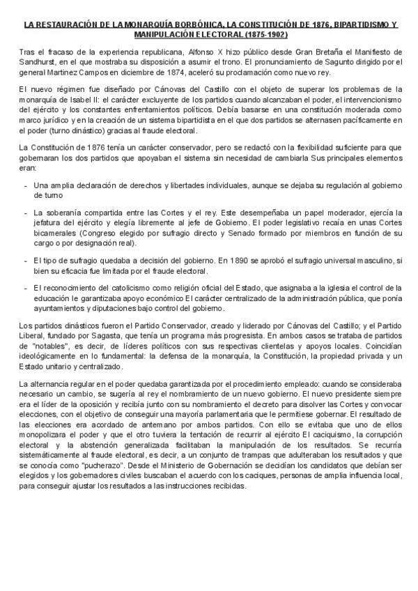 Miniatura del documento 22-LA-RESTAURACION-DE-LA-MONARQUIA-BORBONICA-LA-CONSTITUCION-DE-1876-BIPARTIDISMO-Y-MANIPULACION-ELECTORAL-1875-1902.pdf