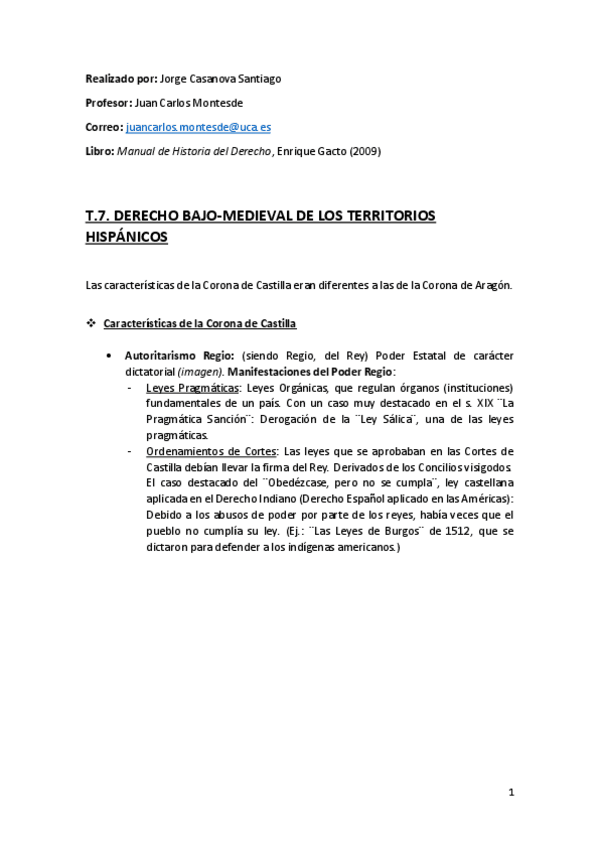 Miniatura del documento Tema 7 (Derecho Bajo-Medieval de los Territorios Hispánicos) - Historia del Derecho.pdf