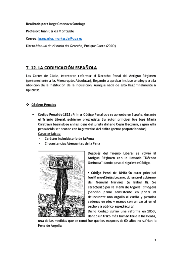 Miniatura del documento Tema 12 (La Codificación Española) - Historia del Derecho.pdf