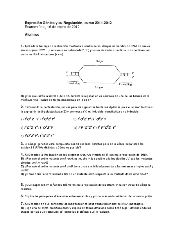 Miniatura del documento Examen Expresión Génica curso 2011-12.pdf