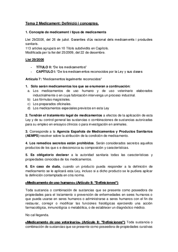 Miniatura del documento Tema 2 - Medicament- definició i conceptes.pdf