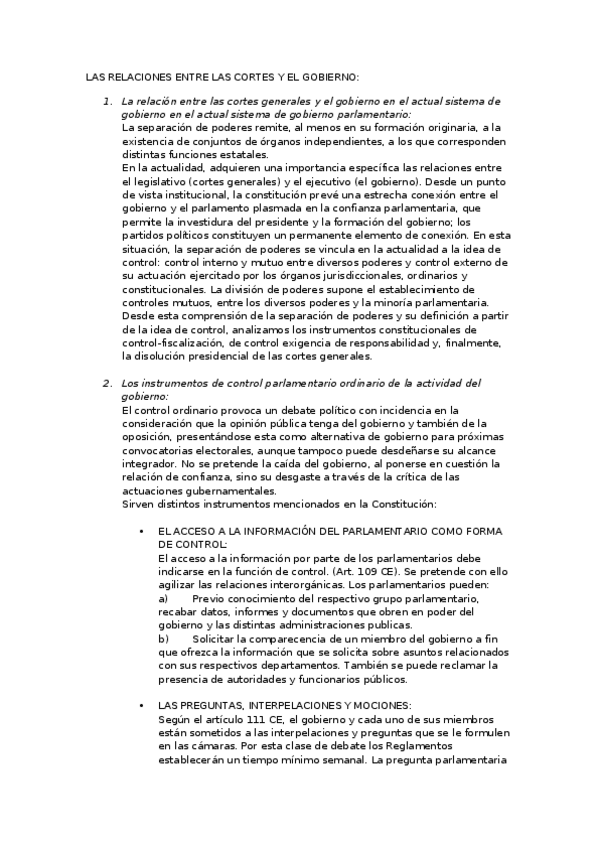 Miniatura del documento RESUMEN CONSTI LAS RELACIONES ENTRE LAS CORTES Y EL GOBIERNO (1).docx