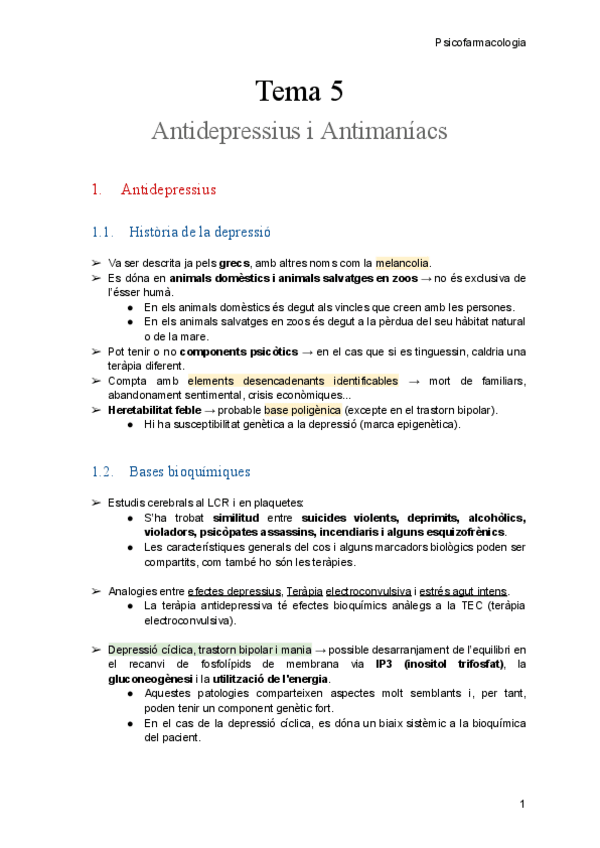 Miniatura del documento Tema 5 - Antidepressiu i Antimaniacs.pdf