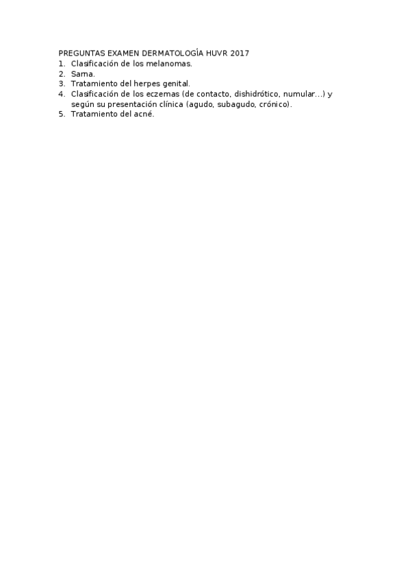 Miniatura del documento PREGUNTAS EXAMEN DERMATOLOGÍA HUVR 2017.doc