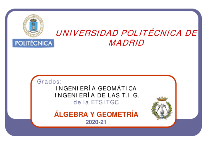 Miniatura del documento PresentacionAlgebrayGeometria20-21-2.pdf