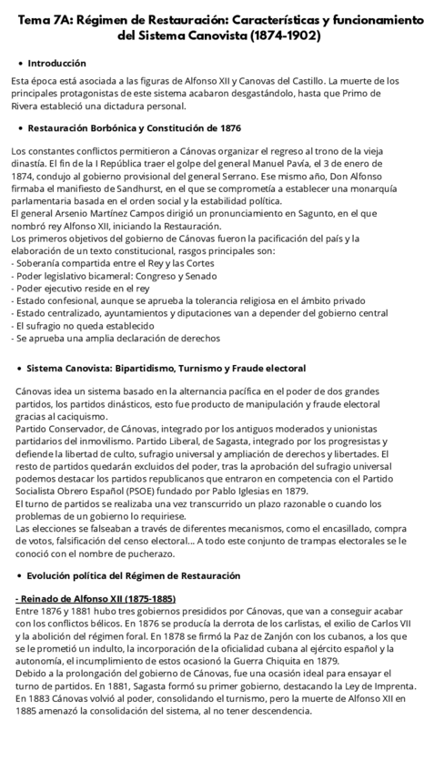 Miniatura del documento TEMA 7A HISTORIDA DE ESPAÑA (RESTAURACIÓN).pdf
