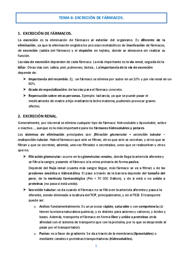 Miniatura del documento Tema 6. Excreción de fármacos..pdf