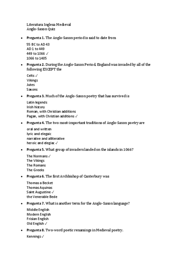 Miniatura del documento Literatura Inglesa Medieval - Anglo Saxon Quiz.pdf