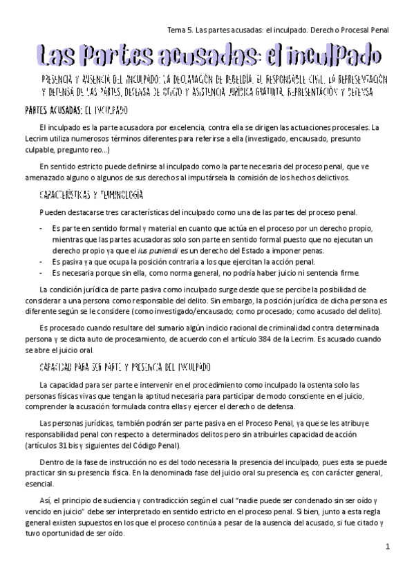 Miniatura del documento Tema-5.-Las-partes-acusadas-el-inculpado.-Derecho-Procesal-Penal.pdf