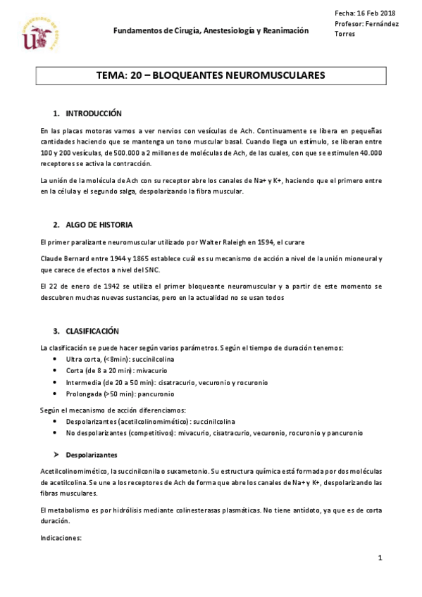 Miniatura del documento Tema 20 - Bloqueantes neuromusculares.pdf