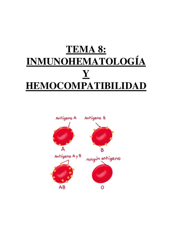 Miniatura del documento TEMA 8 - INMUNOHEMATOLOGÍA Y HEMOCOMPATIBILIDAD.pdf