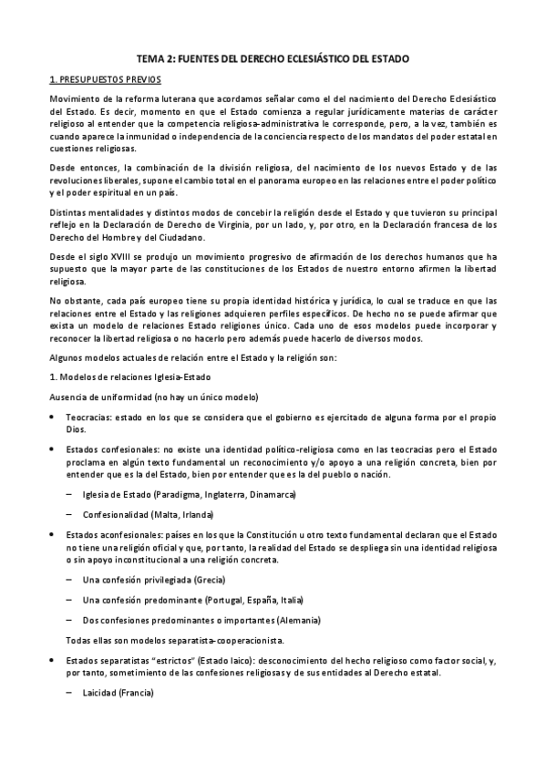 Miniatura del documento TEMA 2. Fuentes del Derecho Eclesiástico del Estado.pdf