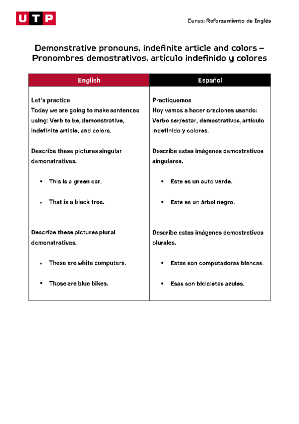 Miniatura del documento Week-2-Demonstrative-pronouns-indefinite-article-and-colors.pdf