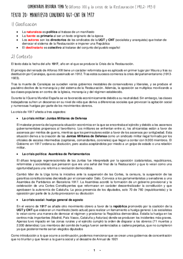 Miniatura del documento Comentarios de texto Tema 5. Alfonso XIII y la crisis de la Restauración (1902-1931).pdf