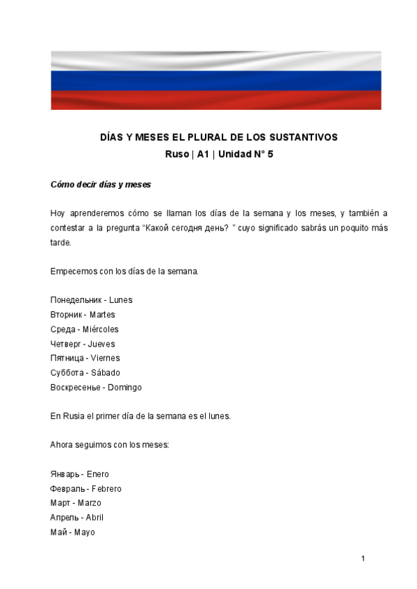 Miniatura del documento DIAS-Y-MESES-EL-PLURAL-DE-LOS-SUSTANTIVOS-Ruso--A1--Unidad-N-5.pdf