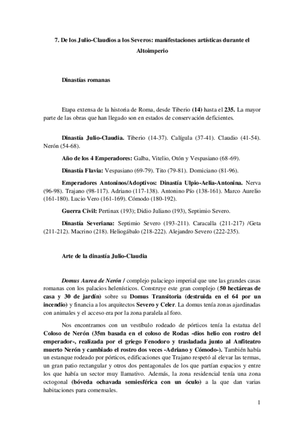 Miniatura del documento Tema 7 / De los Julio-Claudios a los Severos, manifestaciones artísticas durante el Altoimperio.pdf